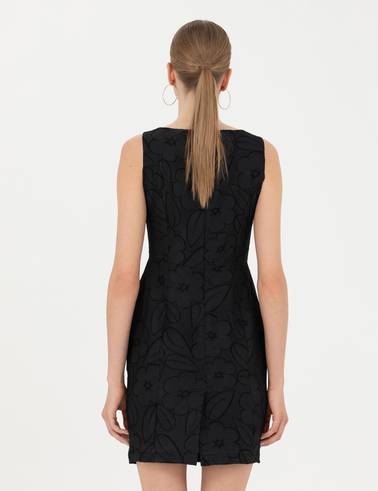Siyah Slim Fit Dokuma Elbise