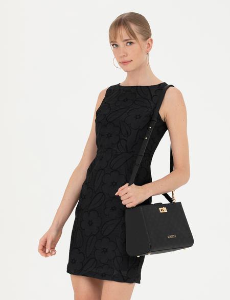 Siyah Slim Fit Dokuma Elbise - 50272948006