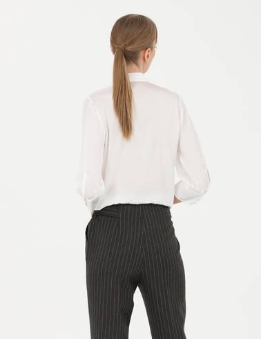 Ekru Comfort Fit Saten Gömlek