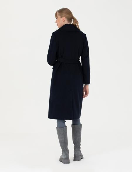 Lacivert Regular Fit Kaşe Kaban - 50276356017