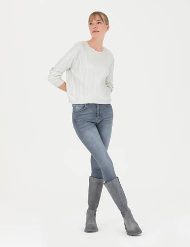 Ekru Regular Fit Bisiklet Yaka Kazak