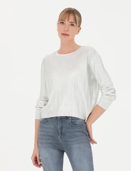 Ekru Regular Fit Bisiklet Yaka Kazak - 50279009003