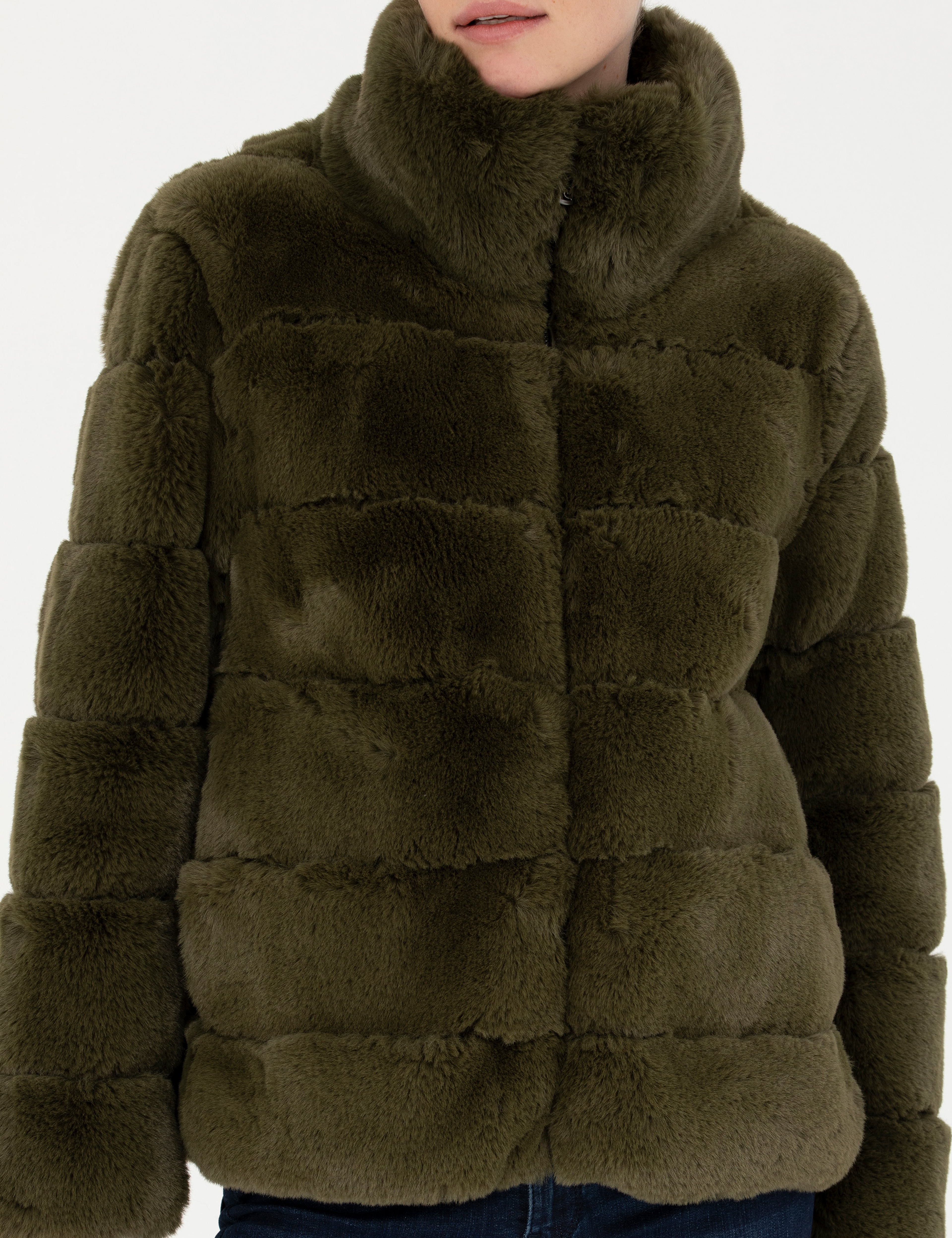 Haki Comfort Fit Suni Kürk