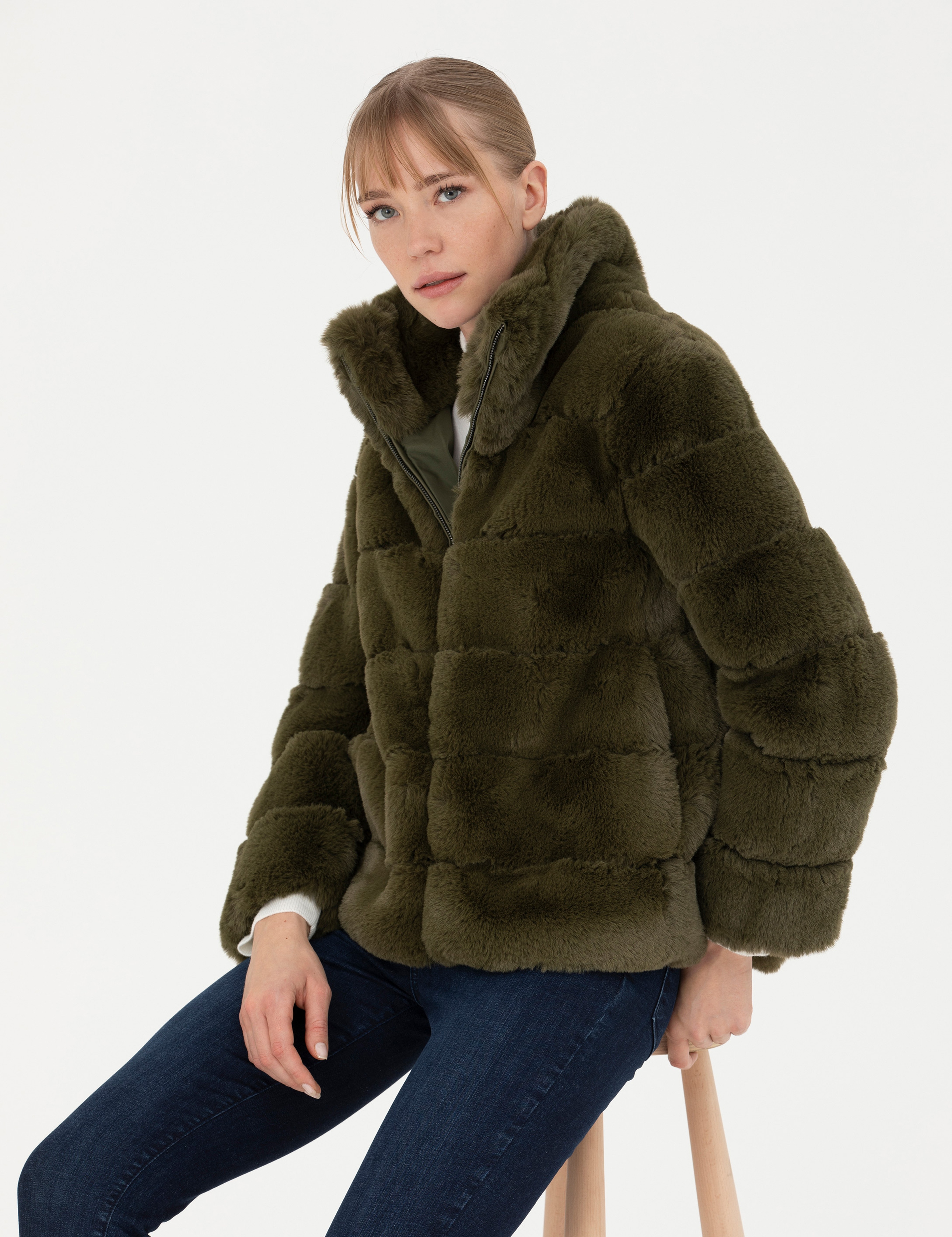 Haki Comfort Fit Suni Kürk - Image 1