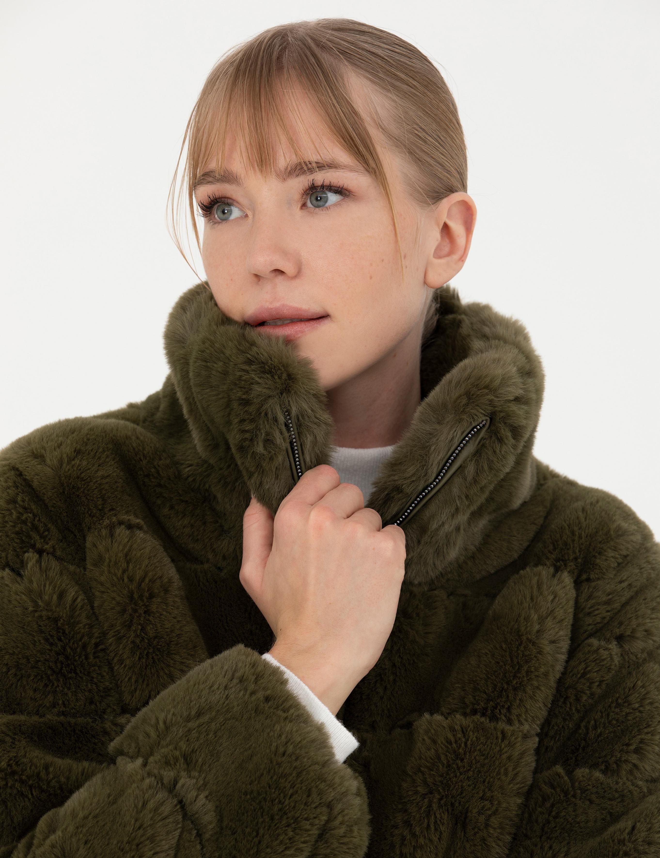 Haki Comfort Fit Suni Kürk