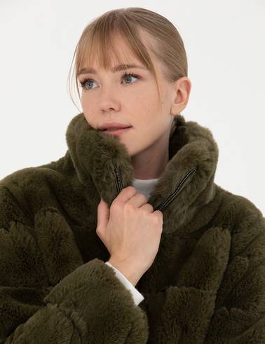 Haki Comfort Fit Suni Kürk