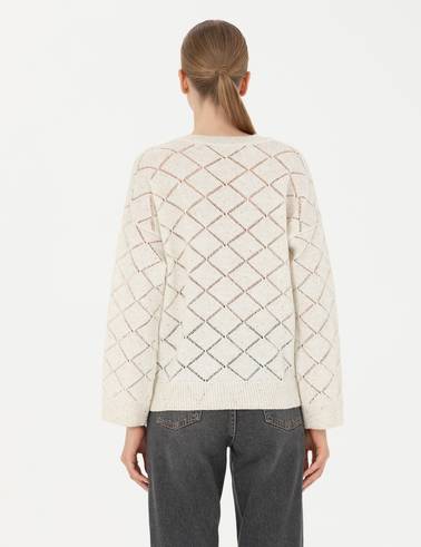 Krem Comfort Fit V Yaka Kazak