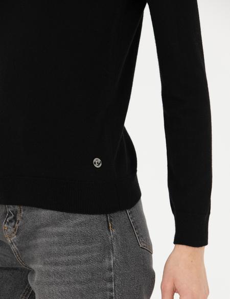 Siyah Slim Fit Balıkçı Yaka Kazak - 50280686013