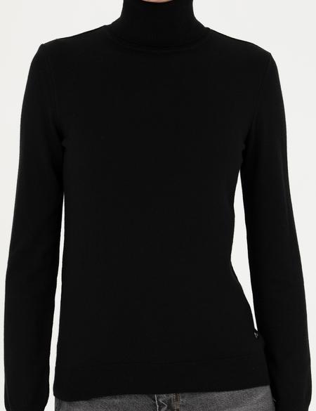 Siyah Slim Fit Balıkçı Yaka Kazak - 50280686013