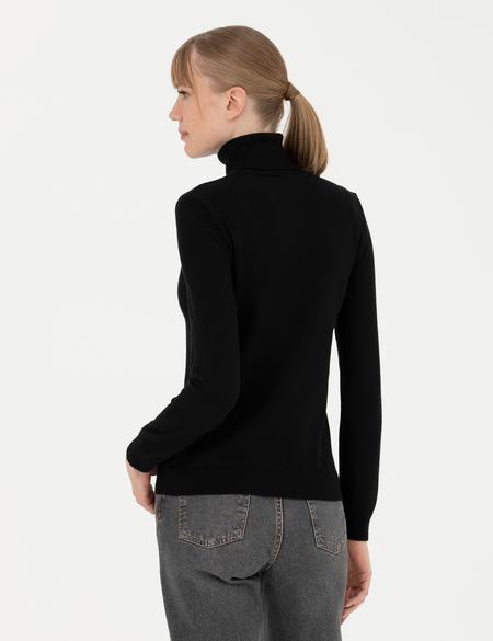 Siyah Slim Fit Balıkçı Yaka Kazak - 50280686013