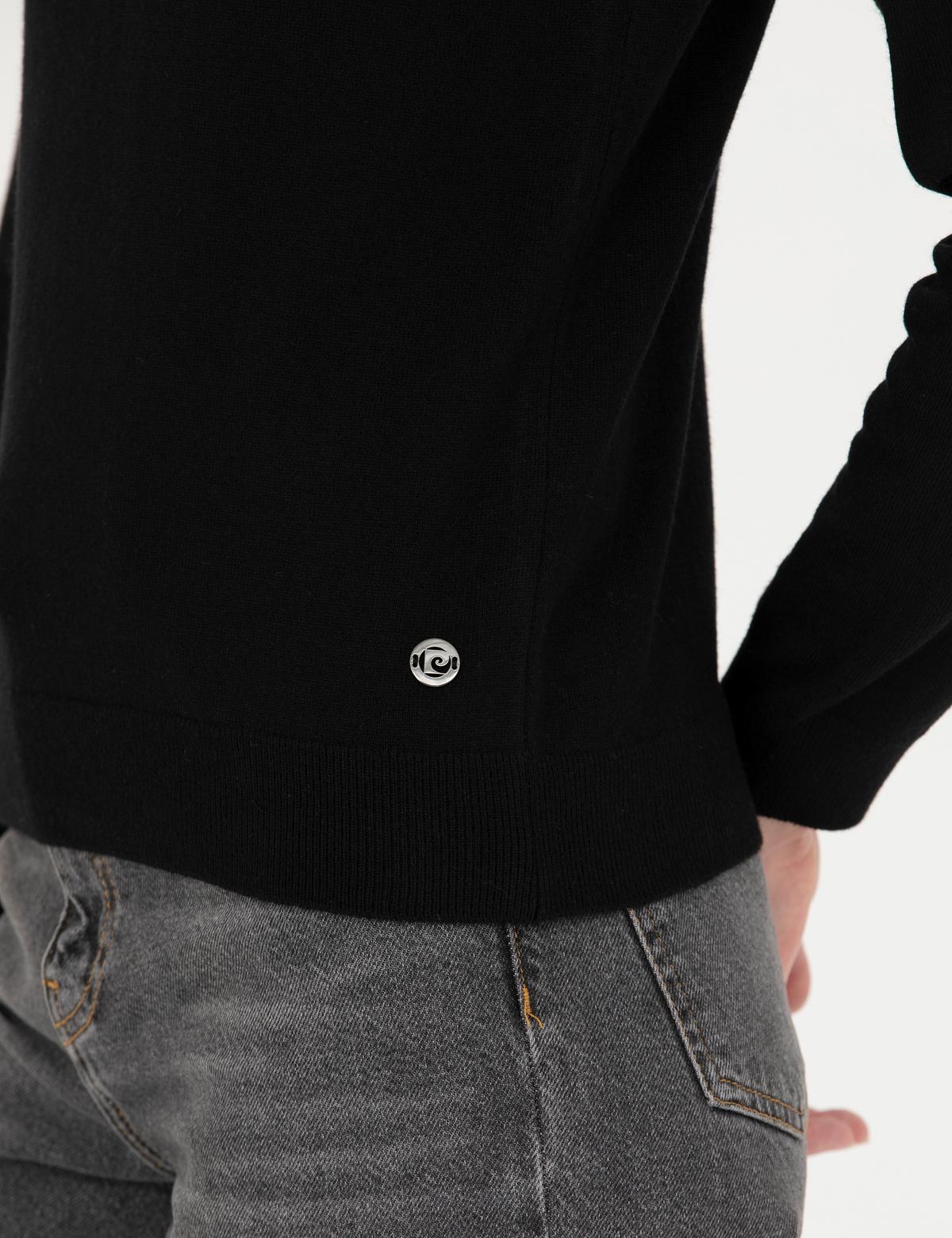 Siyah Slim Fit Bisiklet Yaka Kazak - 50280688011