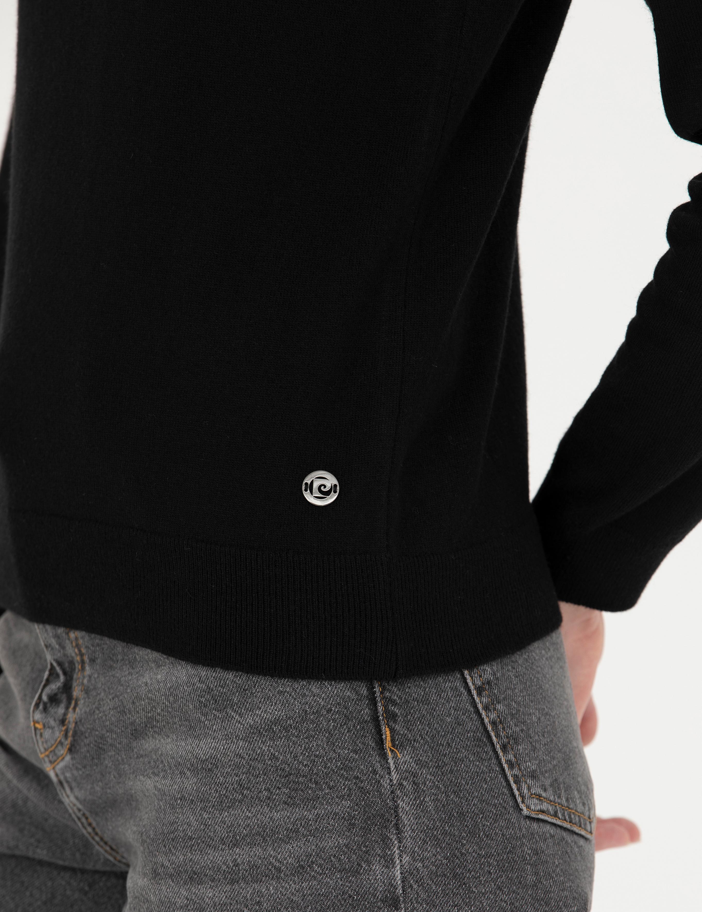 Siyah Slim Fit Bisiklet Yaka Kazak