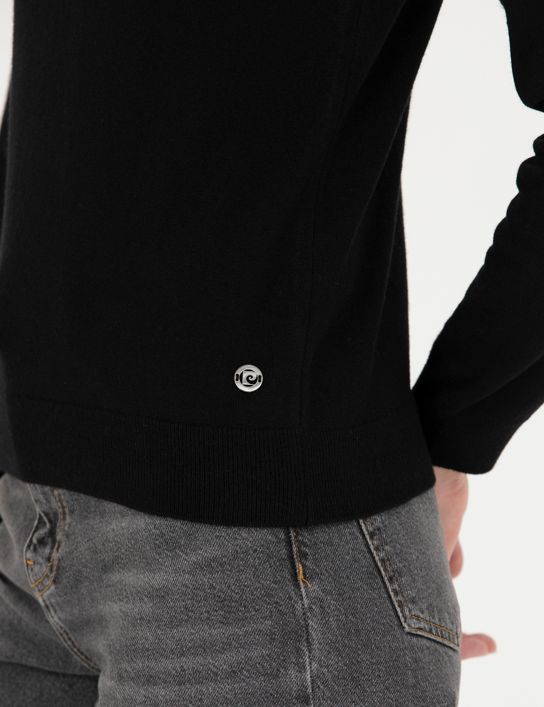 Siyah Slim Fit Bisiklet Yaka Kazak - Image 7