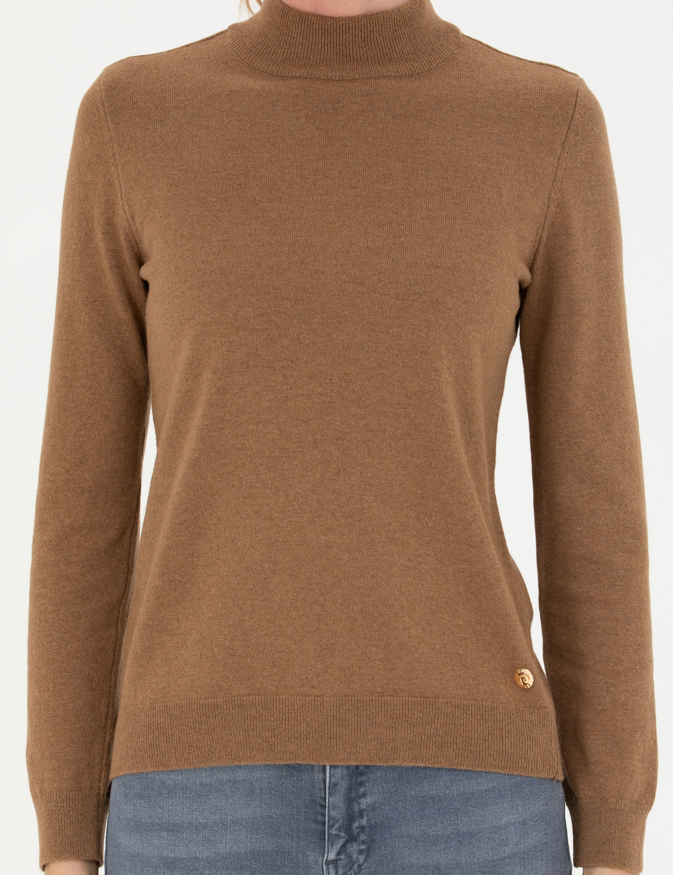 Camel Slim Fit Yarım Balıkçı Yaka Kazak