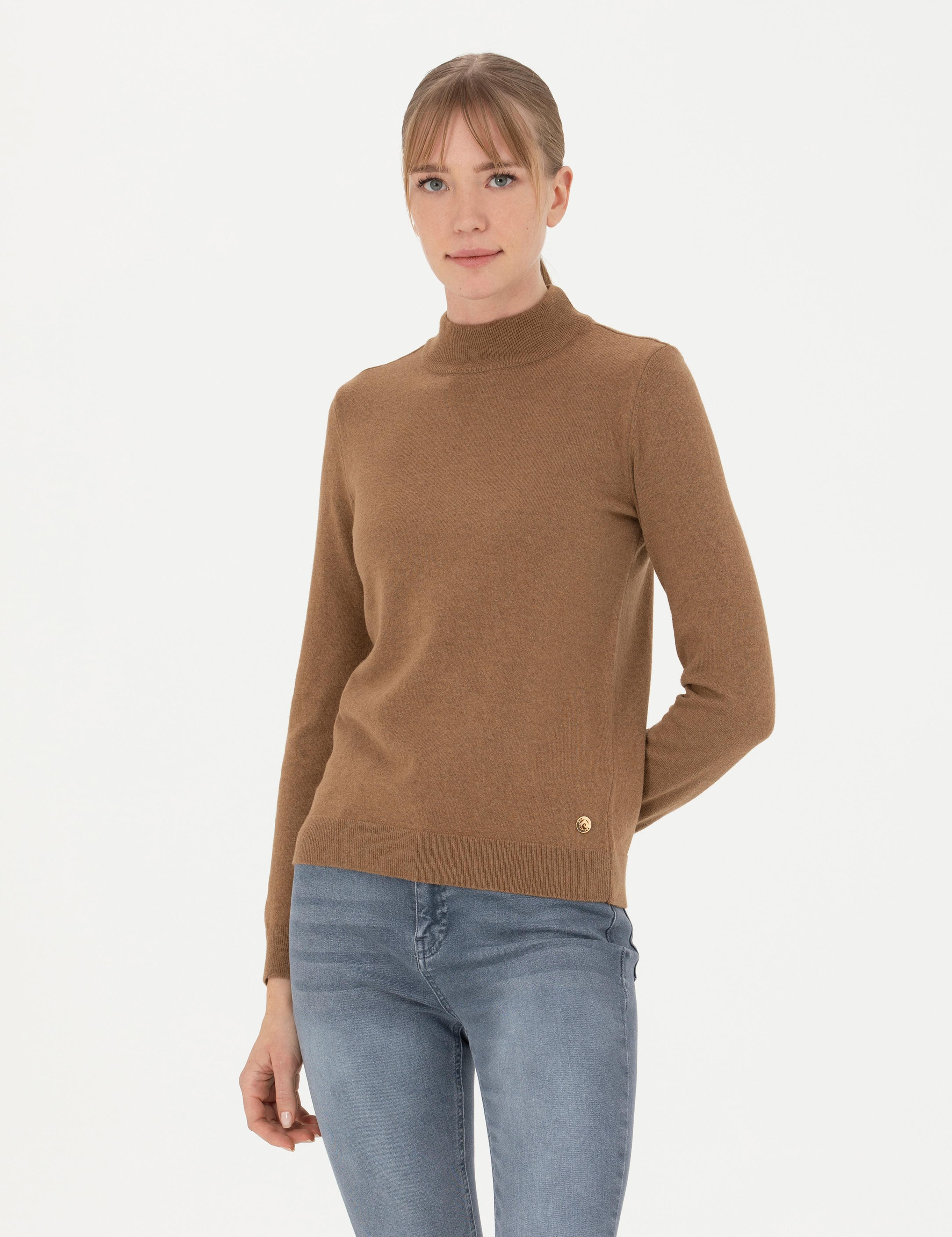 Camel Slim Fit Yarım Balıkçı Yaka Kazak