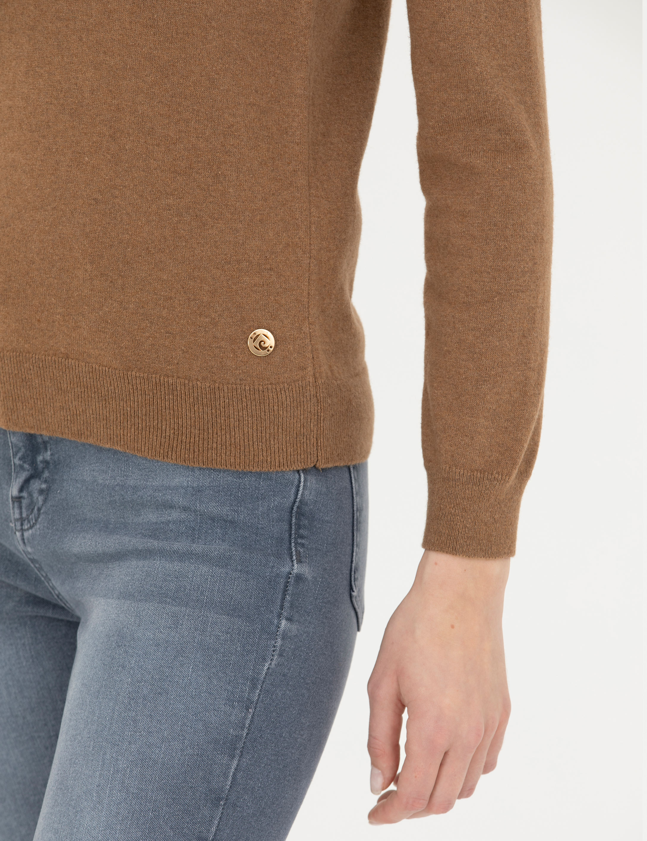 Camel Slim Fit Yarım Balıkçı Yaka Kazak