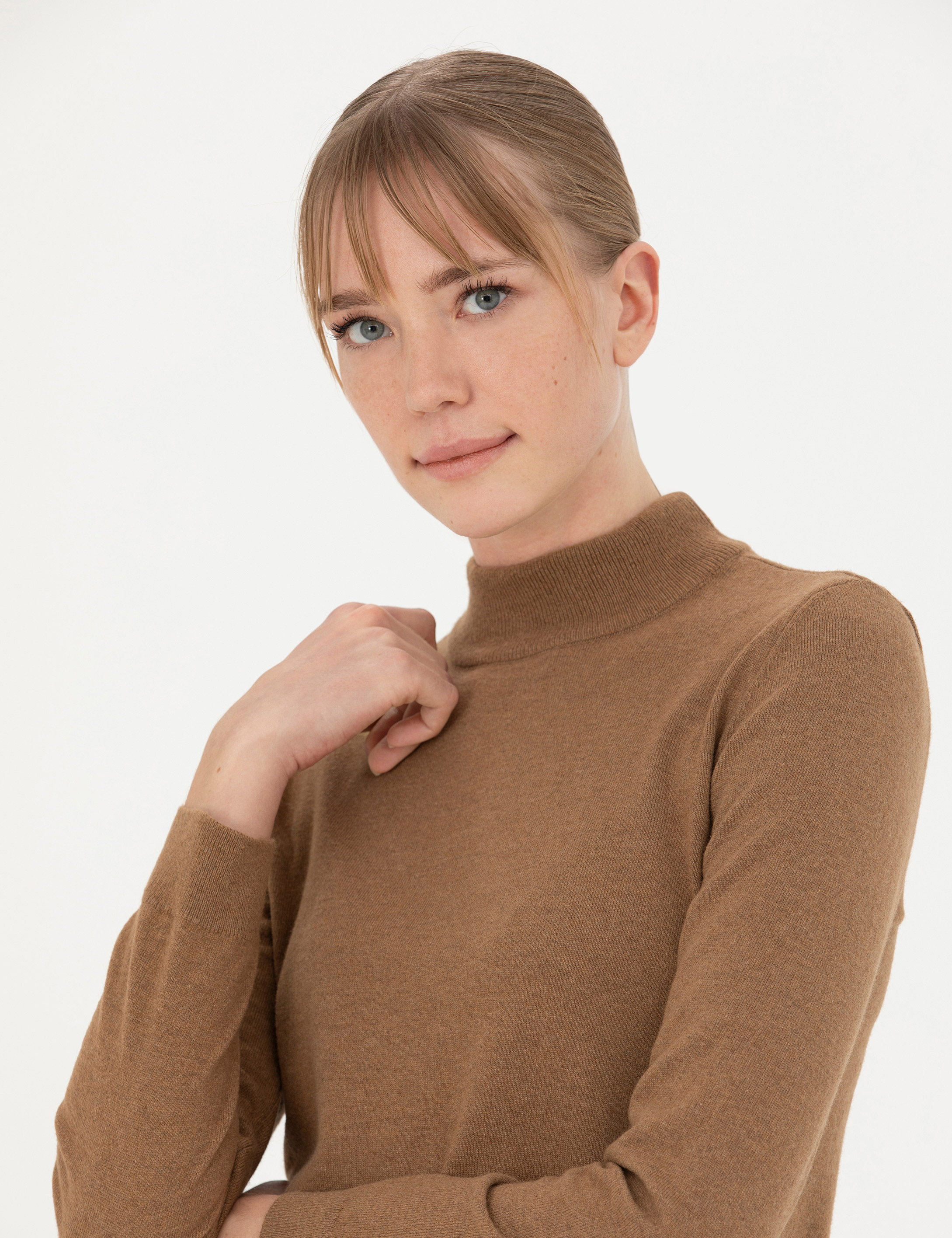 Camel Slim Fit Yarım Balıkçı Yaka Kazak - Image 2