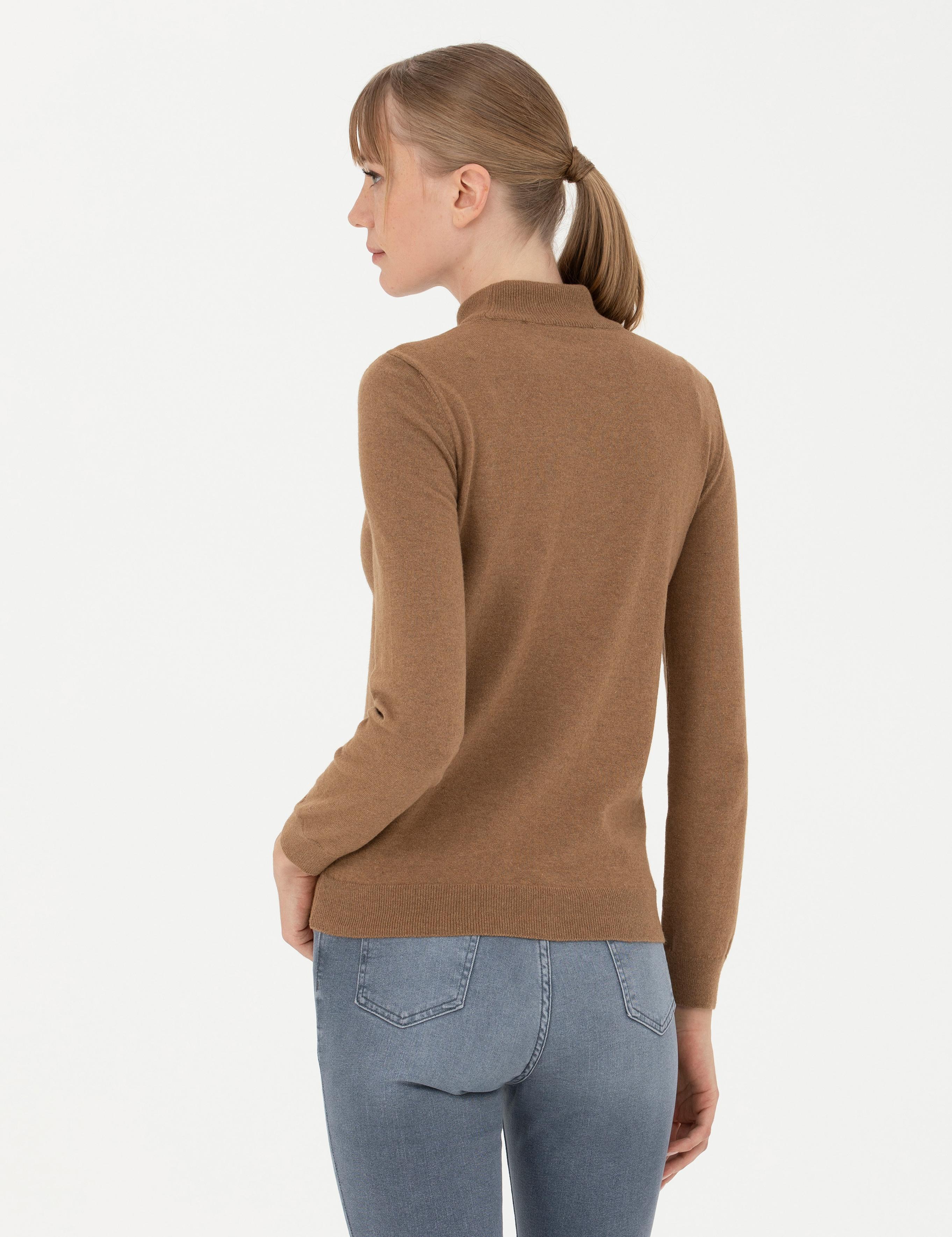 Camel Slim Fit Yarım Balıkçı Yaka Kazak