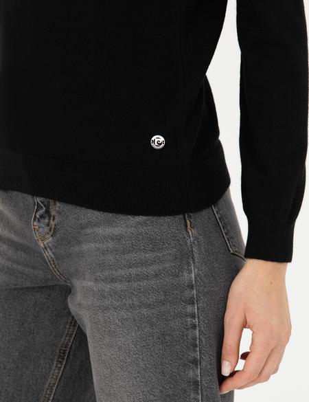 Siyah Slim Fit Yarım Balıkçı Yaka Kazak - 50280689011