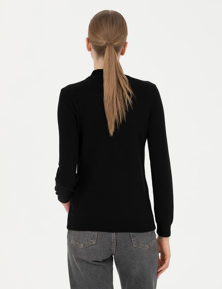 Siyah Slim Fit Yarım Balıkçı Yaka Kazak - 50280689011