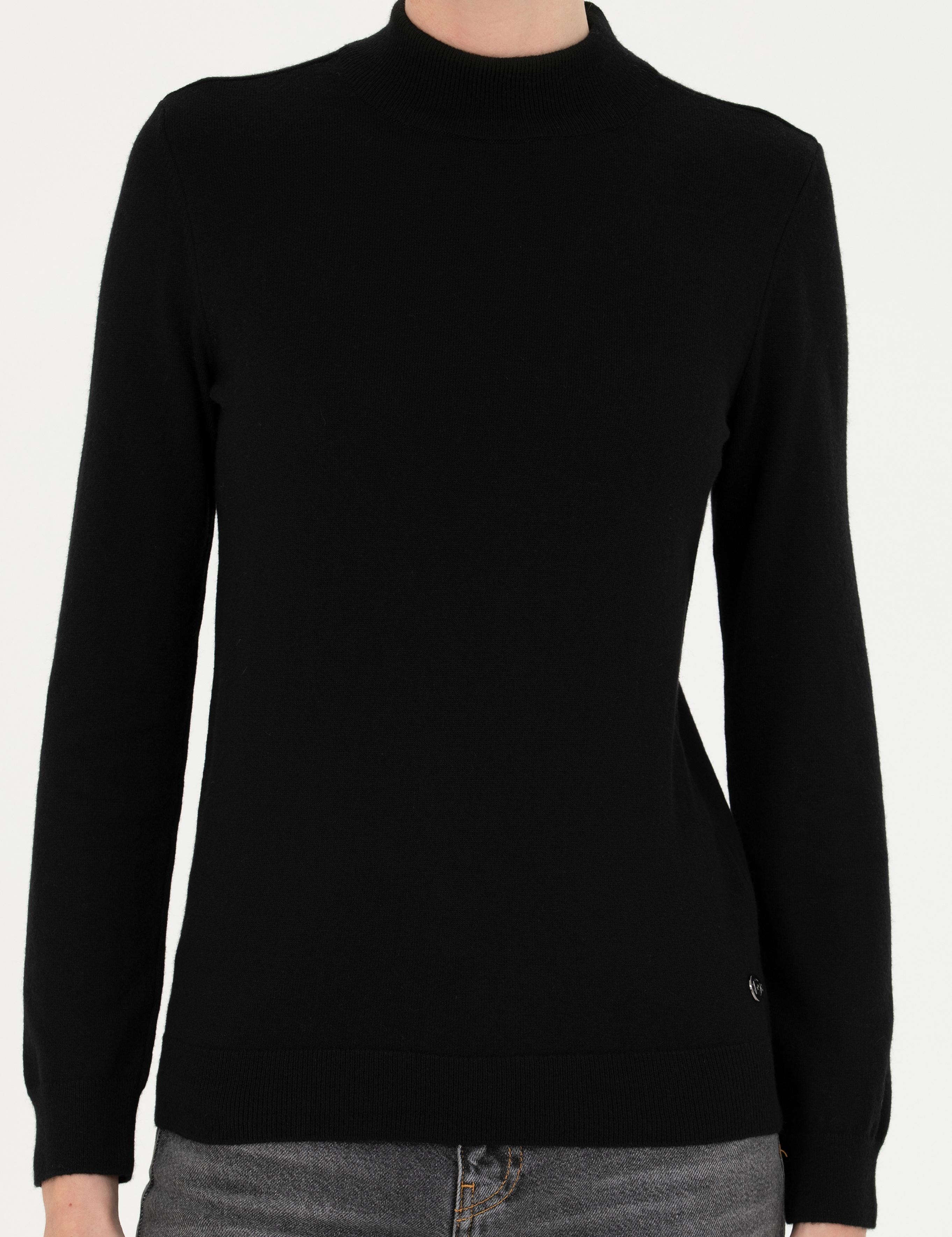 Siyah Slim Fit Yarım Balıkçı Yaka Kazak