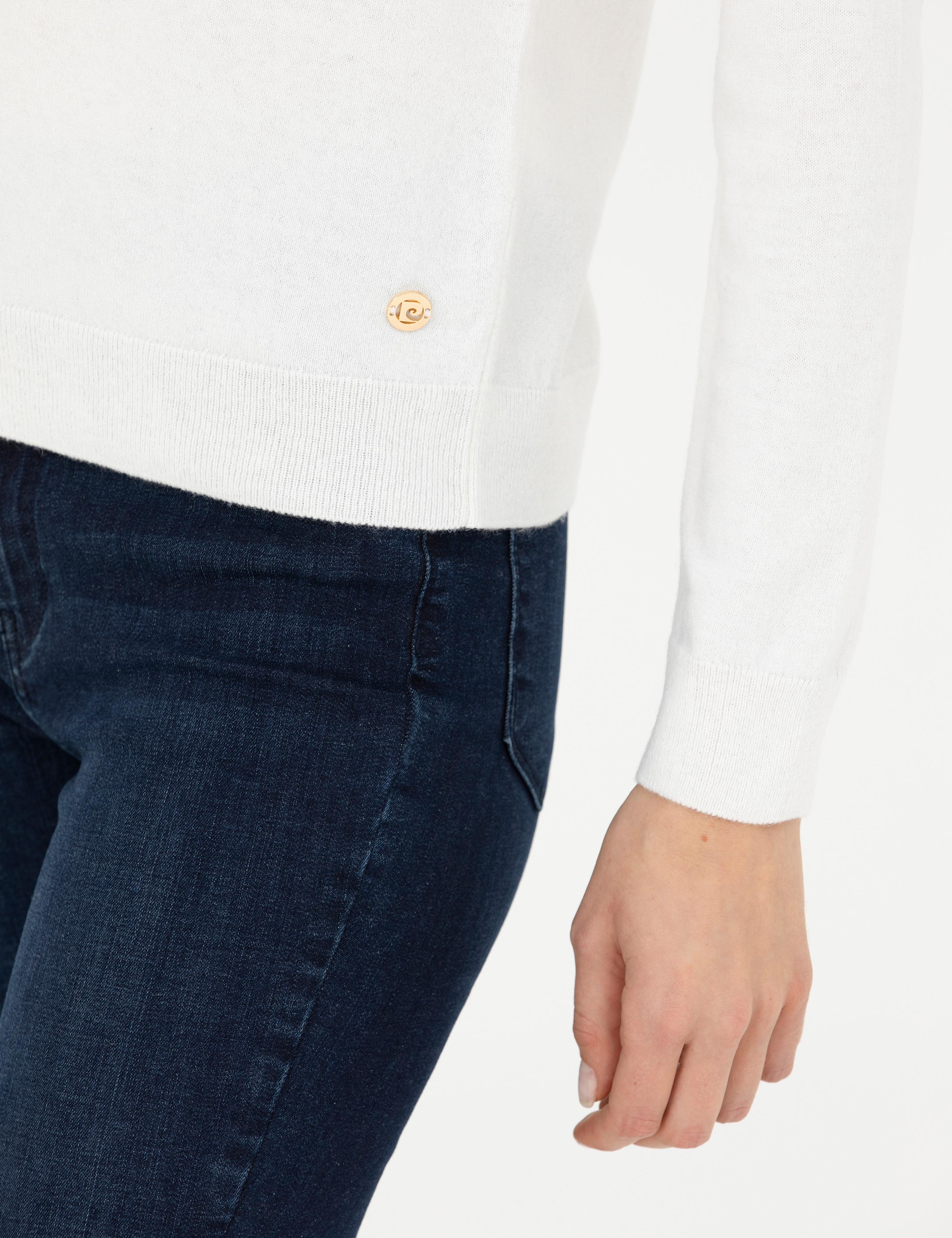 Krem Slim Fit Yarım Balıkçı Yaka Kazak