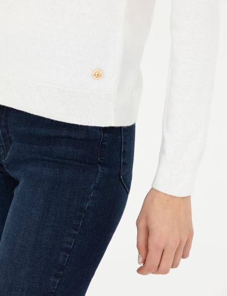 Krem Slim Fit Yarım Balıkçı Yaka Kazak - 50280689017