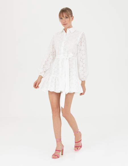 Ekru A Kesim Dokuma Elbise - 50267577011