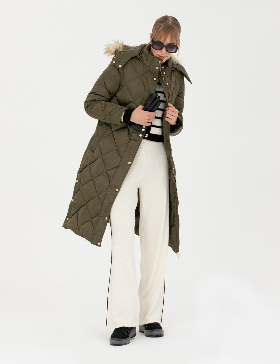 Haki Kapüşonlu Kaban