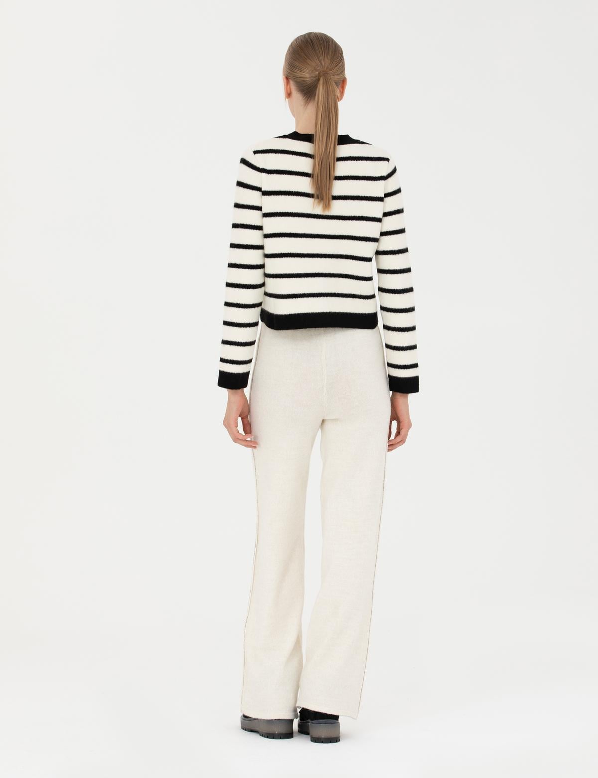 Ekru Loose Fit Triko Pantolon - 50278173003