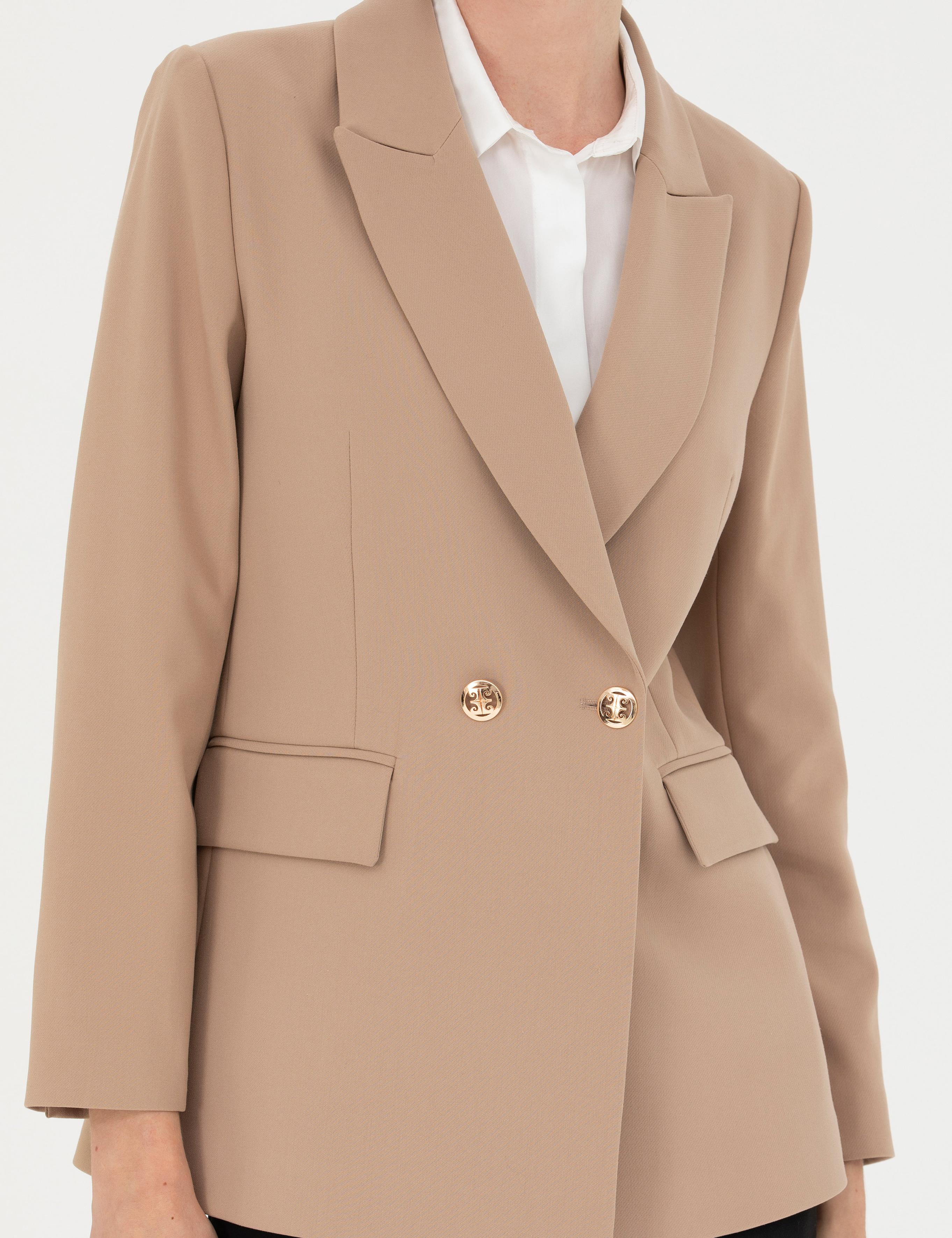 Bej Slim Fit Ceket