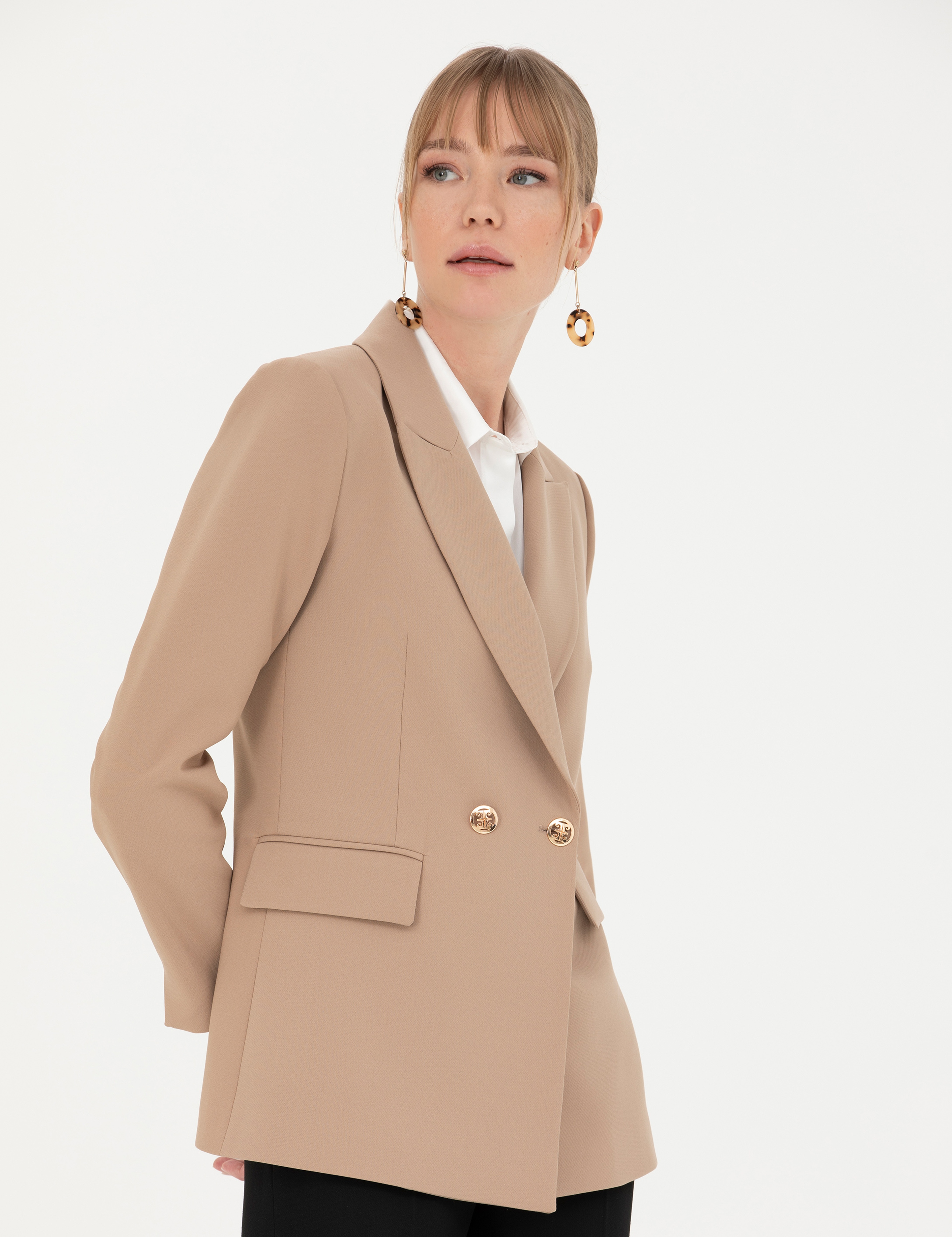 Bej Slim Fit Ceket - Image 3