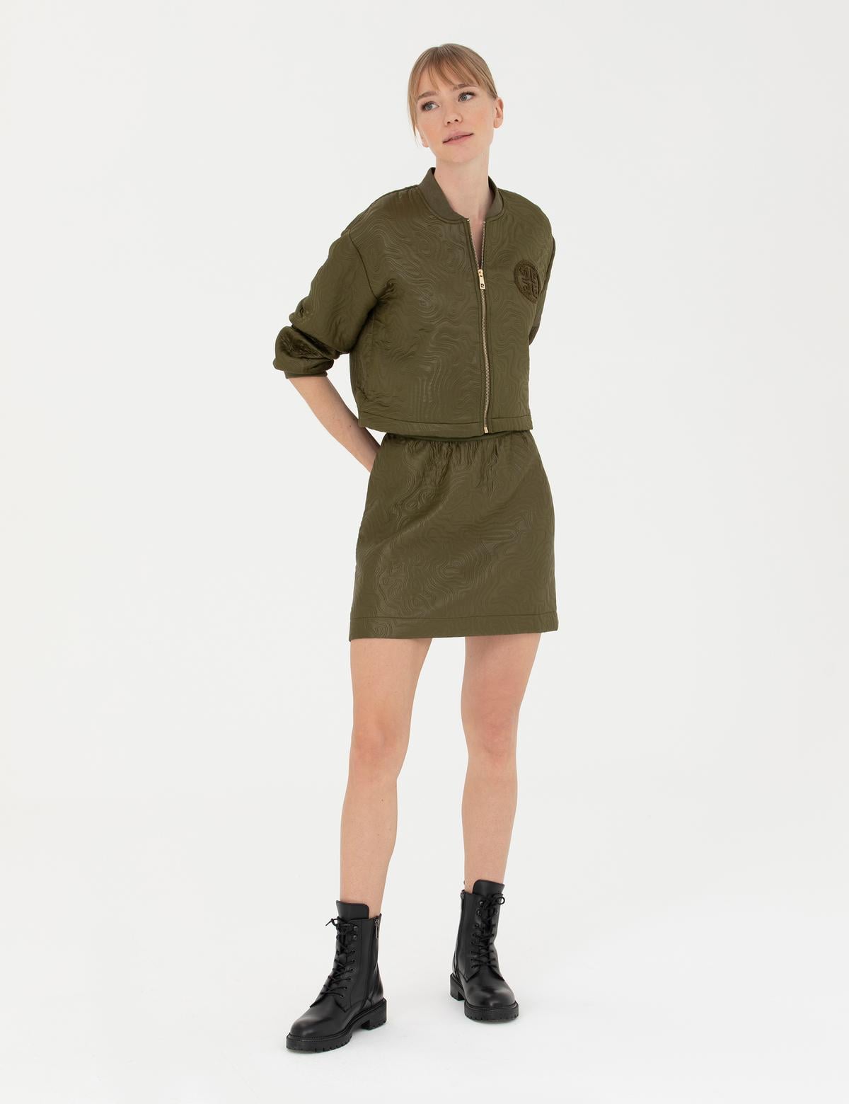 Haki A Kesim Dokuma Etek