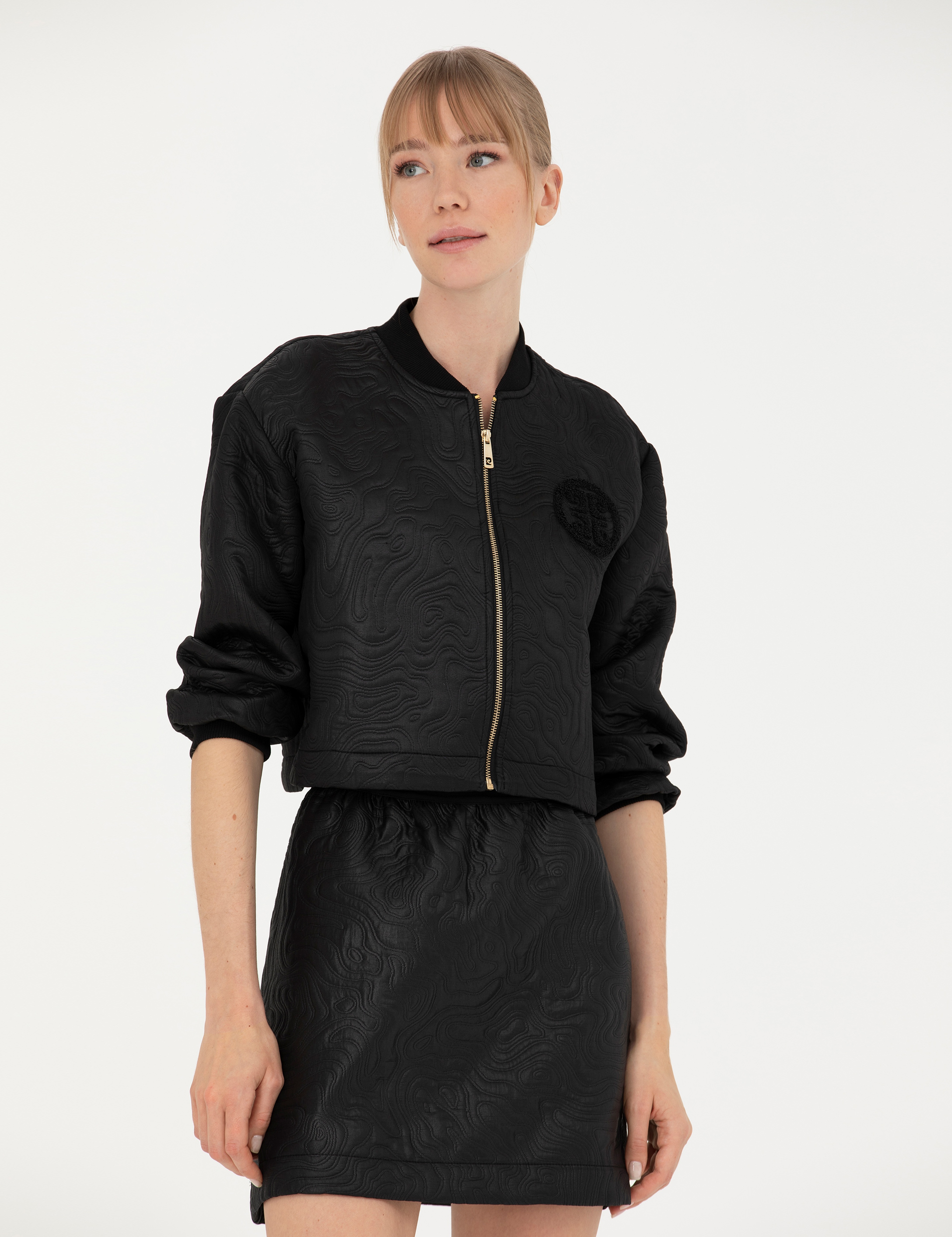 Siyah Crop Top Ceket - Image 3