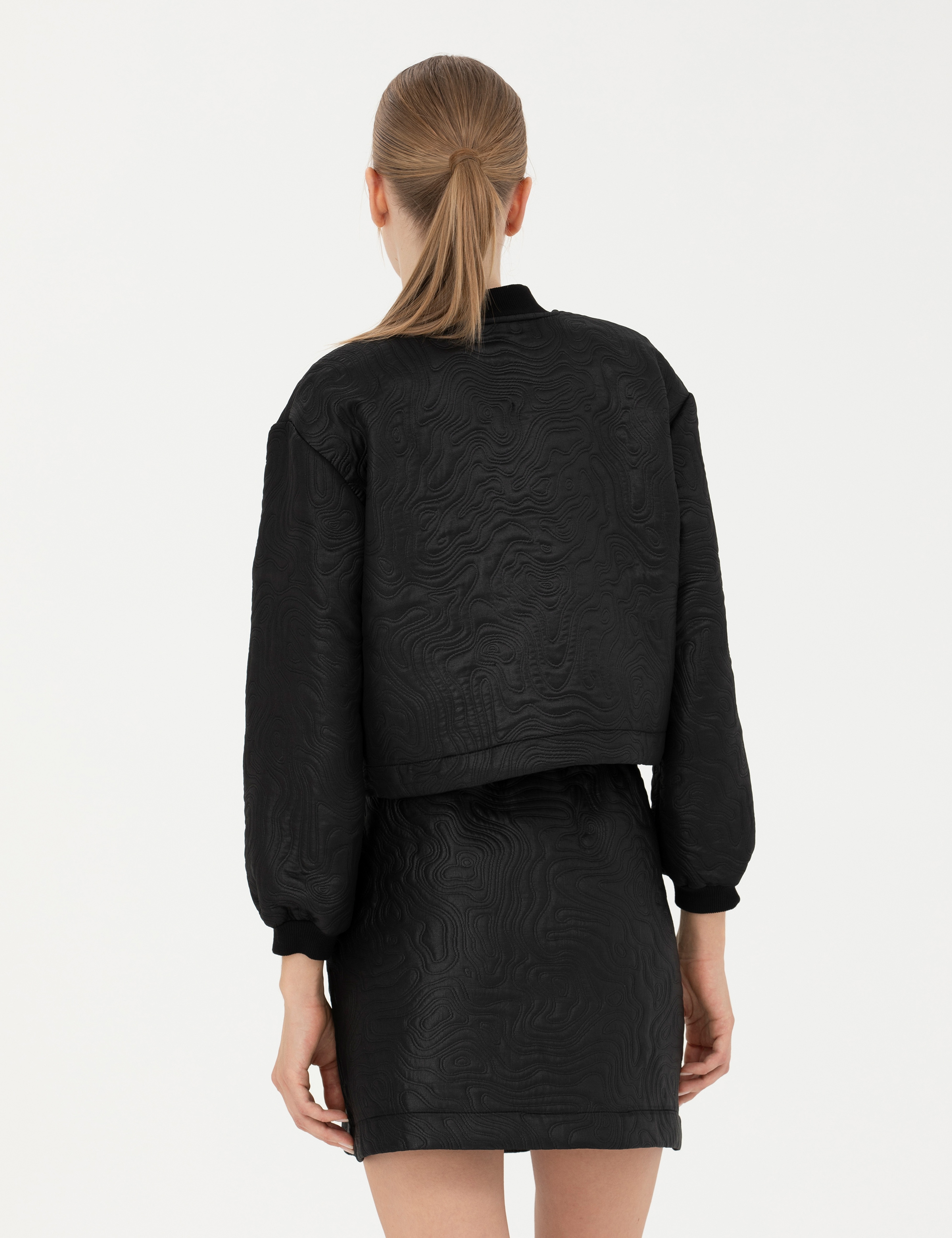 Siyah Crop Top Ceket - Image 5