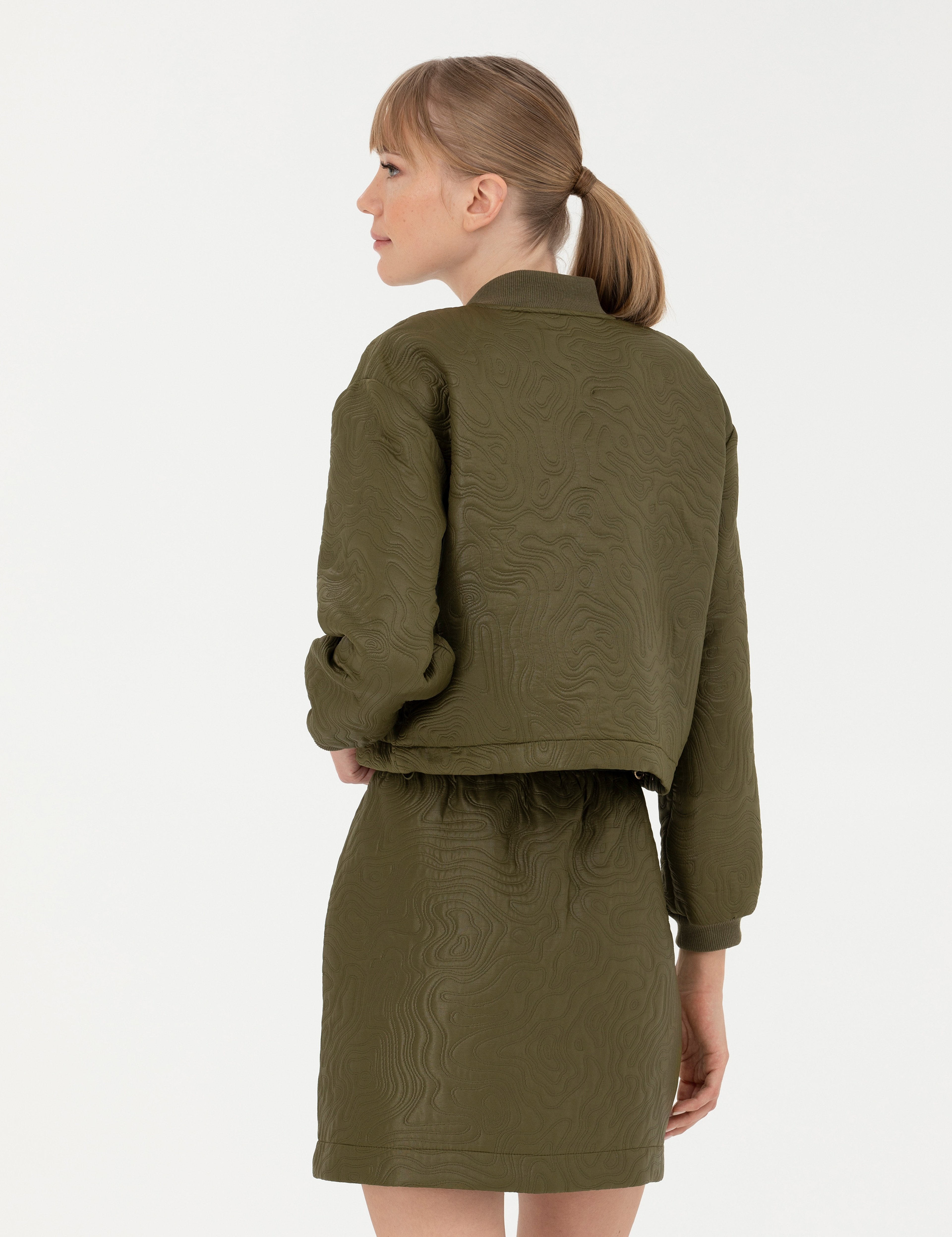Haki Crop Top Ceket - Image 5