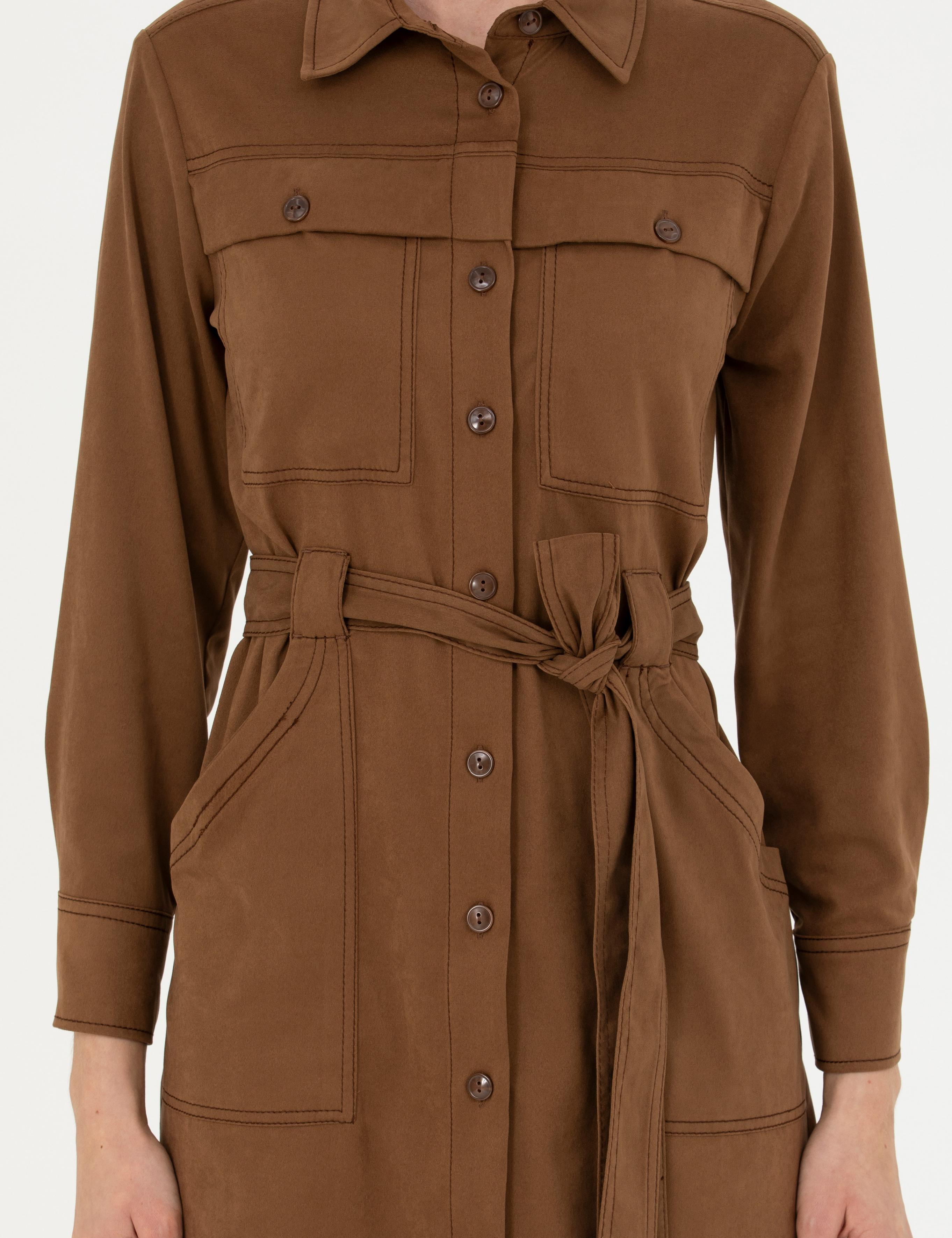 Camel Regular Fit Dokuma Elbise