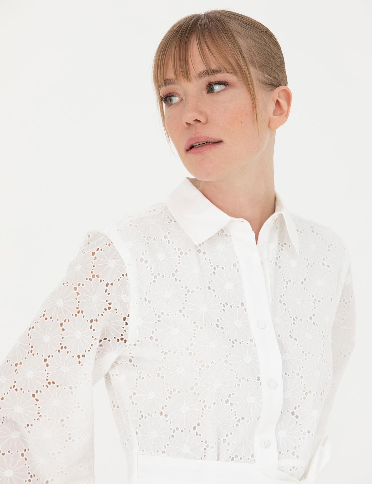 Ekru A Kesim Dokuma Elbise - 50267577011