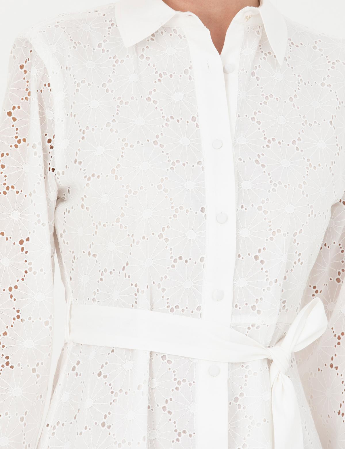 Ekru A Kesim Dokuma Elbise - 50267577011