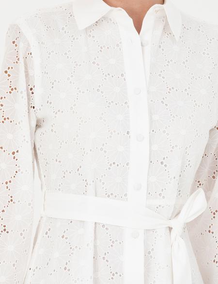 Ekru A Kesim Dokuma Elbise - 50267577011