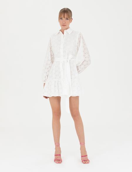 Ekru A Kesim Dokuma Elbise - 50267577011