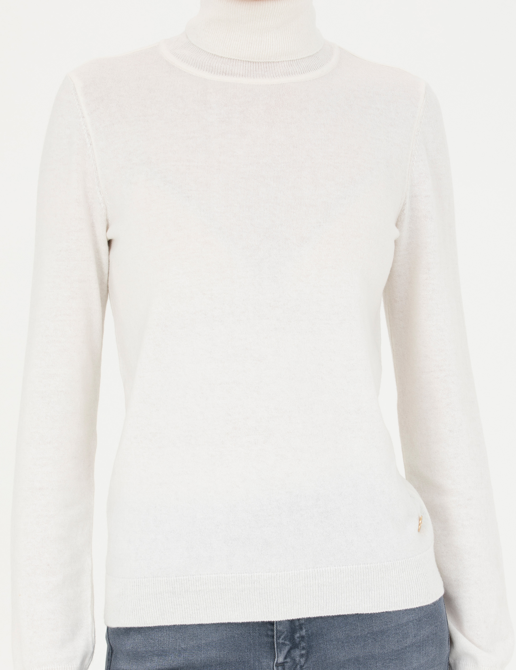 Krem Slim Fit Balıkçı Yaka Kazak - Image 6