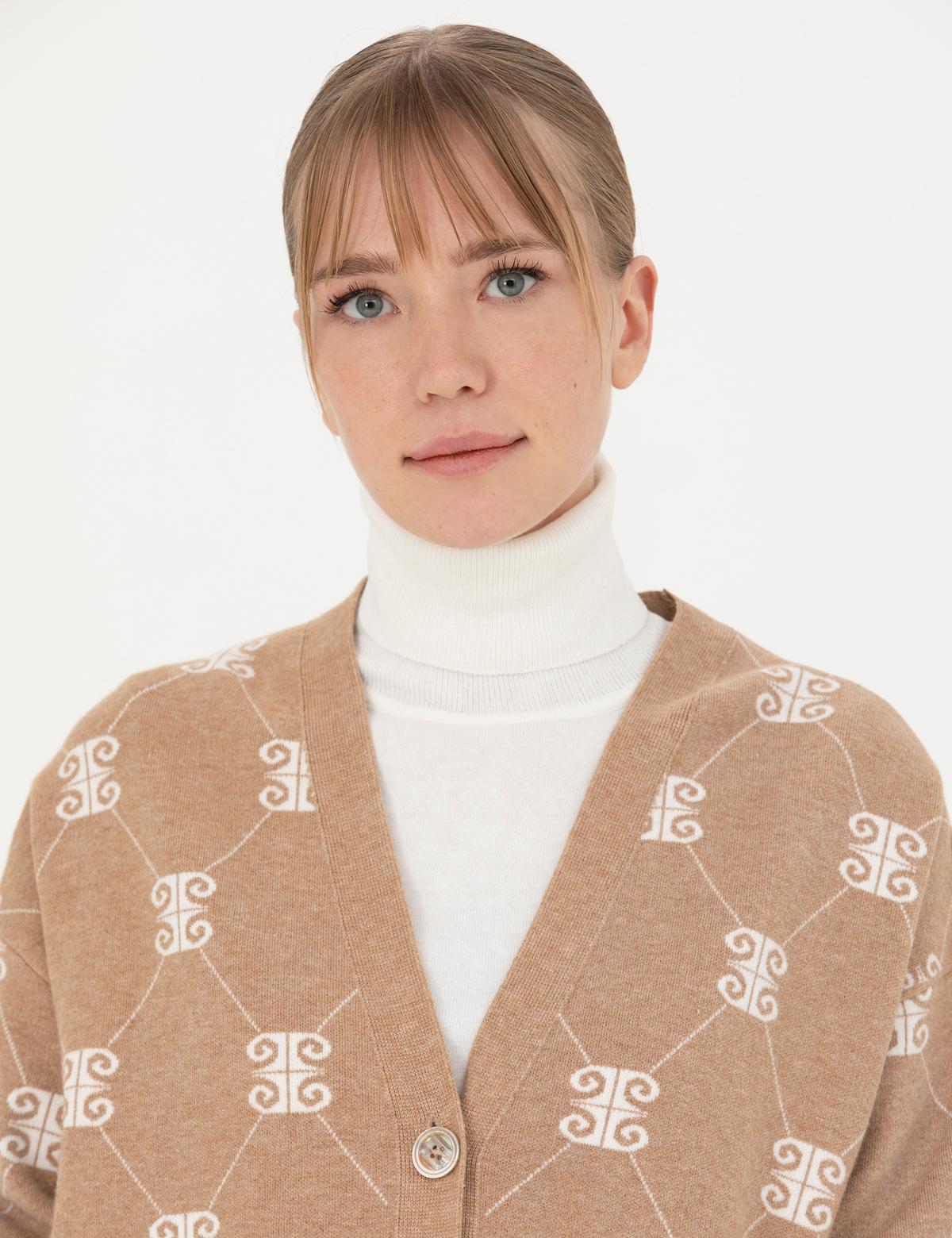 Bej Oversize Triko Hırka - 50276234010