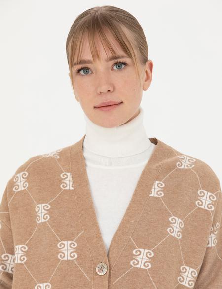 Bej Oversize Triko Hırka - 50276234010