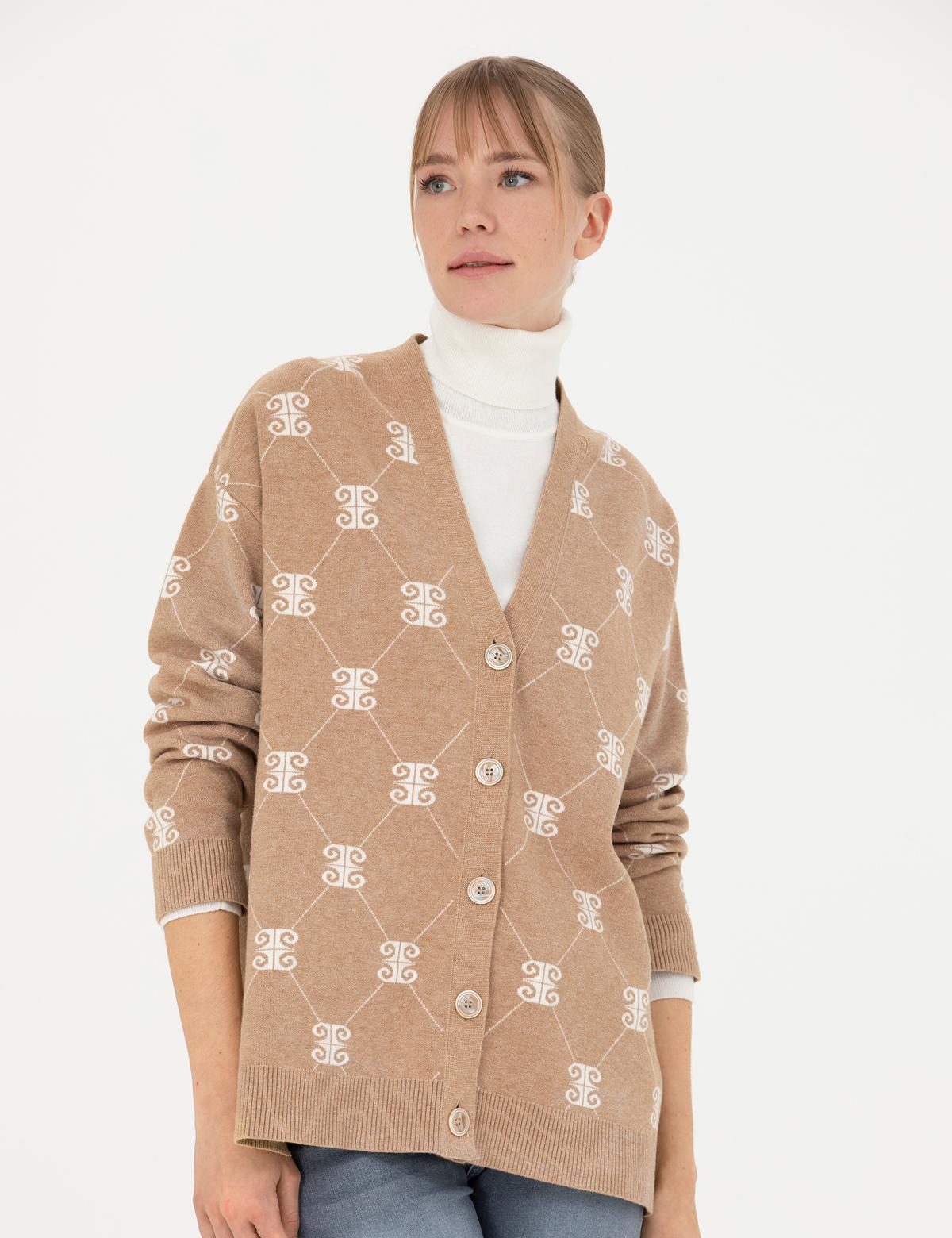 Bej Oversize Triko Hırka - 50276234010