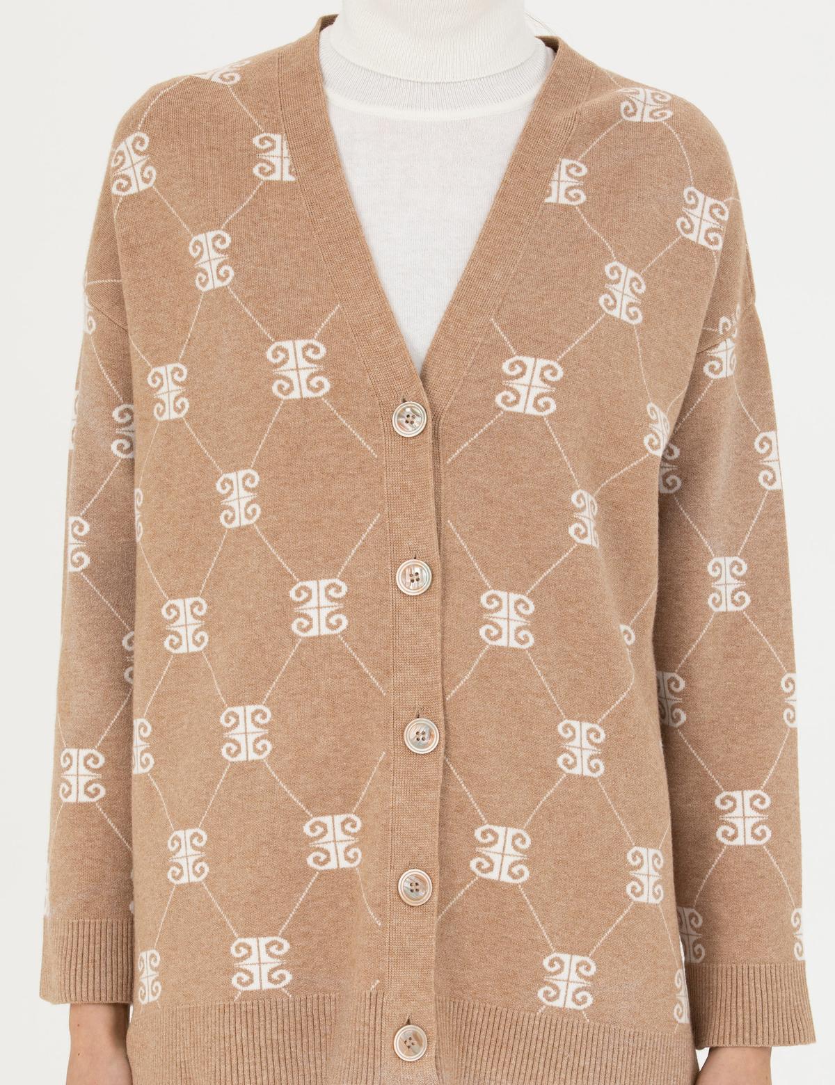 Bej Oversize Triko Hırka - 50276234010