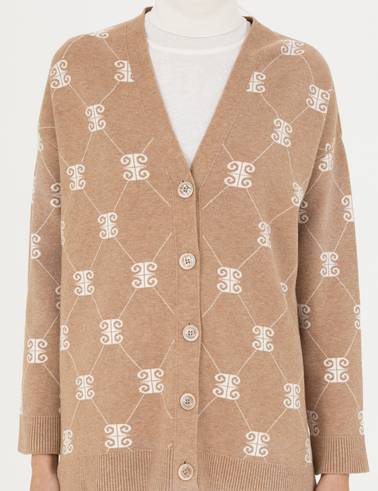 Bej Oversize Triko Hırka