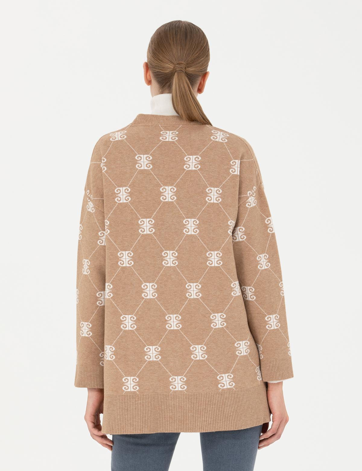 Bej Oversize Triko Hırka - 50276234010