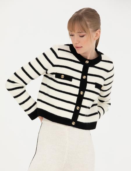 Ekru Crop Top Triko Hırka - 50280226004