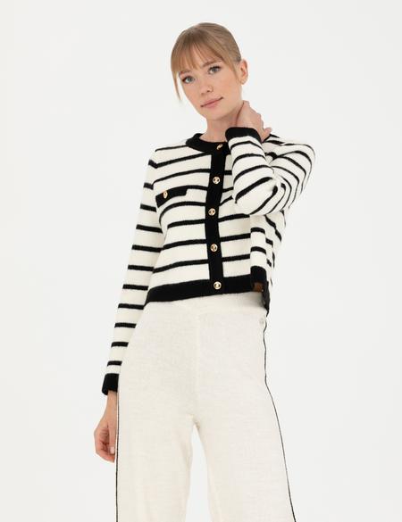 Ekru Crop Top Triko Hırka - 50280226004